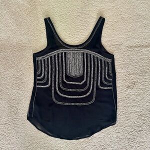 EUC Guess Black Tank Top With silver beading embellishment on the front and back